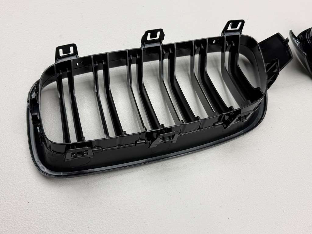 High Gloss Black Double Slat M3 Style Kidney Grilles BMW F30 F31