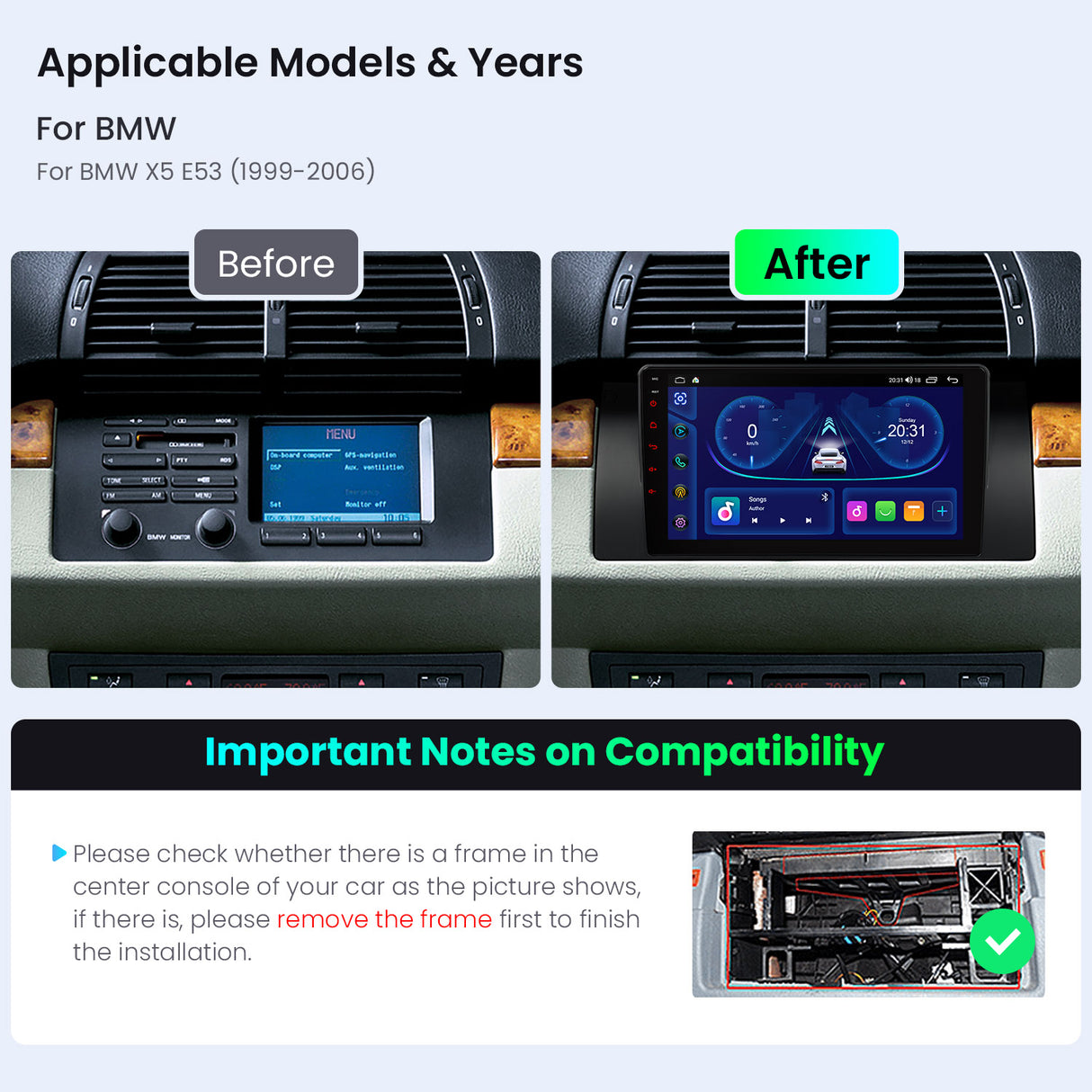 Xtrons 9'' Head Unit Display Upgrade For BMW X5 E53 1999-2006 | 4GB RAM & 64GB ROM