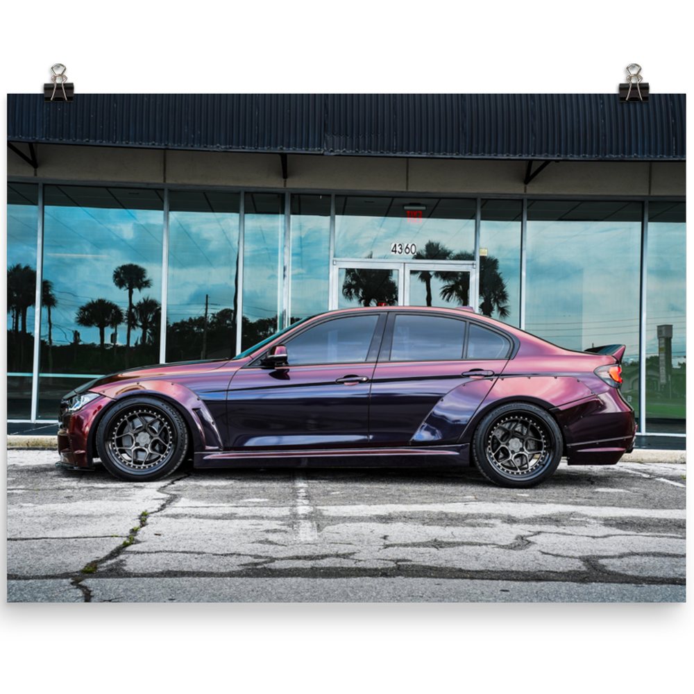 F30 335i Widebody Side Profile Wall Art Matte Paper Poster