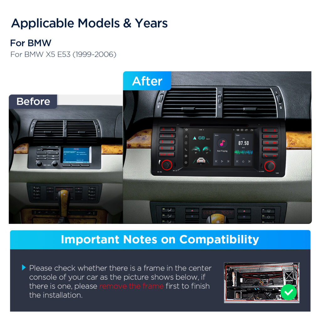 Xtrons 7'' Head Unit Display Upgrade For BMW X5 E53 1999-2006 | 4GB RAM & 64GB ROM