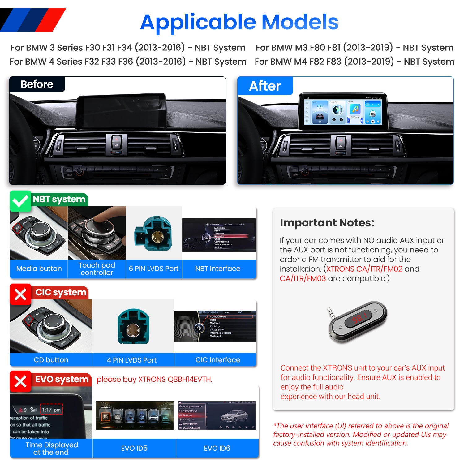 Xtrons 10.25" Head Unit Display Upgrade For BMW F3X 3/4 Series & F8X M3/M4 2013-2016 (NBT)  | 8GB RAM & 128GB ROM