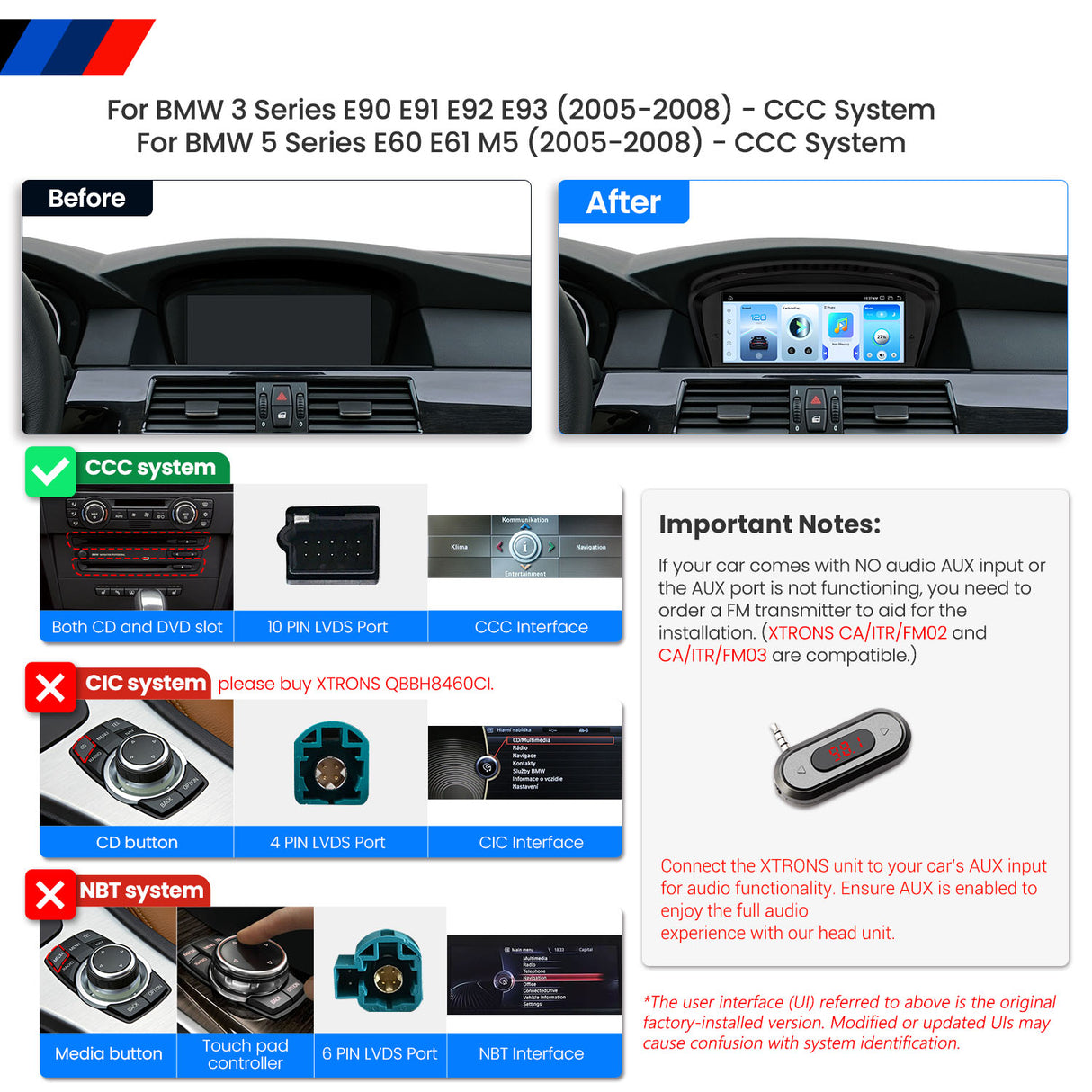 Xtrons 8.8" Head Unit Display Upgrade For BMW 3/5 Series & M3/M5 2005-2008 (CCC) | 8GB RAM & 128GB ROM