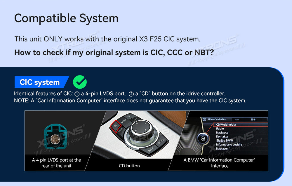 Xtrons 8.8" Head Unit Display Upgrade For BMW X3/X4 F25/F26 2011-2013 (CIC) | 4GB RAM & 64GB ROM