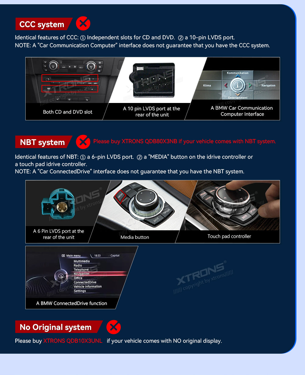 Xtrons 8.8" Head Unit Display Upgrade For BMW X3/X4 F25/F26 2011-2013 (CIC) | 4GB RAM & 64GB ROM