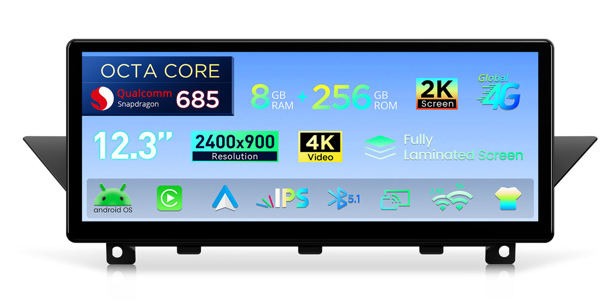 Xtrons 12.3" Head Unit Display Upgrade For BMW X1 E84 2009-2015 (No Original Display) | 8GB RAM & 256GB ROM