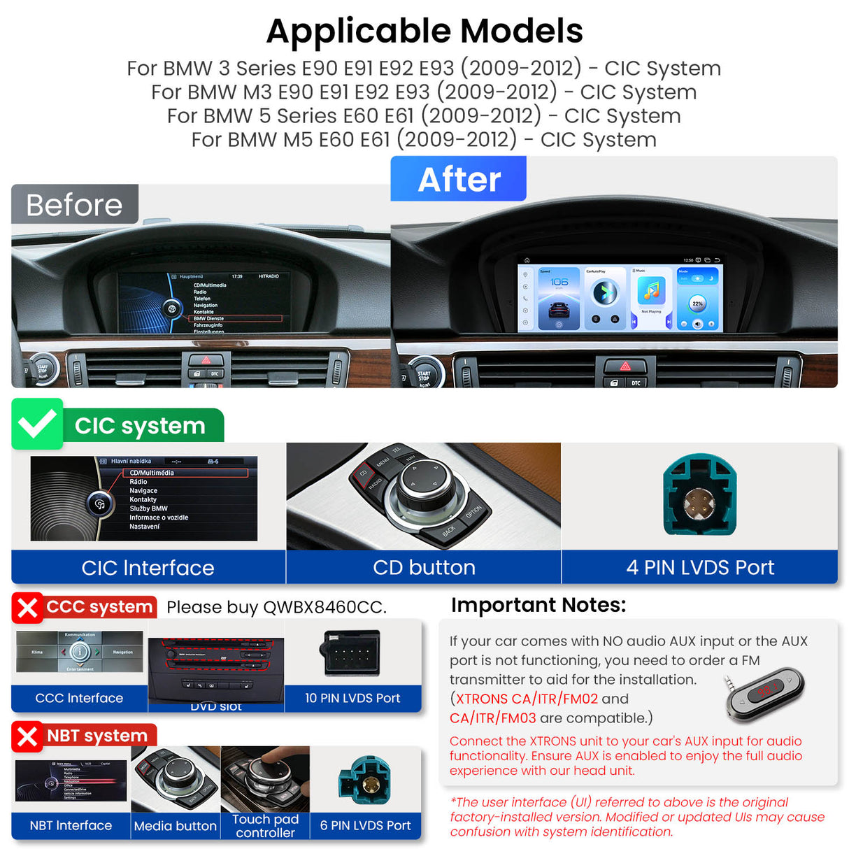Xtrons 8.8" Head Unit Display Upgrade For BMW 3/5 Series & M3/M5 2005-2008 (CIC) | 8GB RAM & 256GB ROM