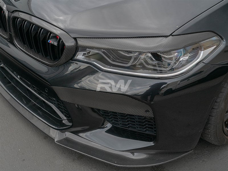 RW Carbon BMW F90 M5 Carbon Fiber Upper Bumper Splitters