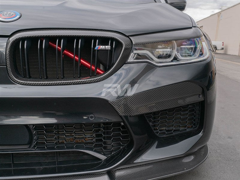 RW Carbon BMW F90 M5 Carbon Fiber Upper Bumper Splitters