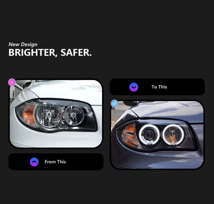 BMW E82 1 Series / 1M OE Xenon Style Headlights