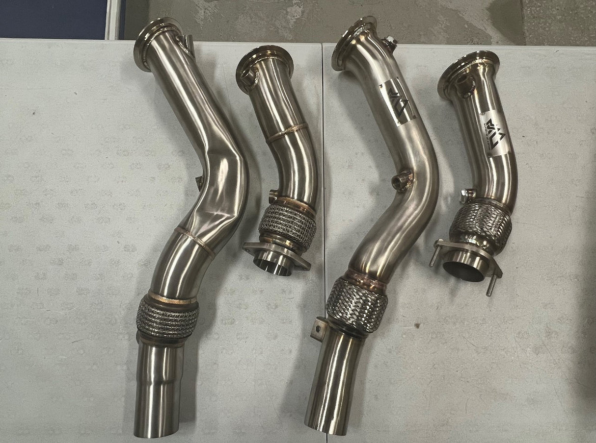 MAD BMW S55 3.5" Fat Boy Downpipes M2C M3 M4 W/ Flex Section