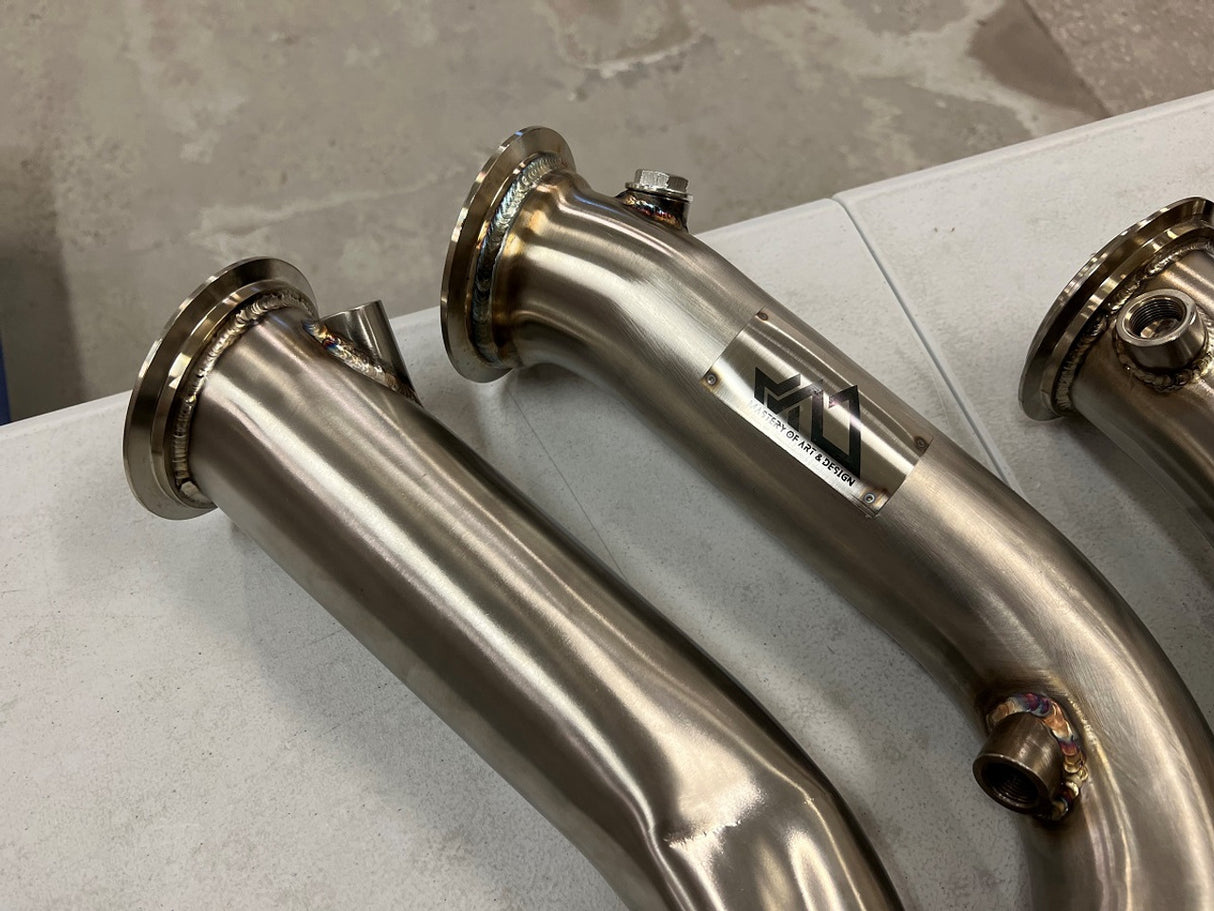MAD BMW S55 3.5" Fat Boy Downpipes M2C M3 M4 W/ Flex Section