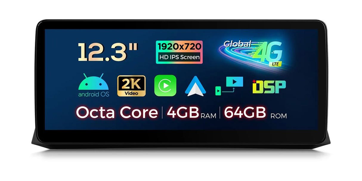 Xtrons 12.3" Head Unit Display Upgrade For BMW 5 Series/M5 E60/E61 2005-2008 (CCC) | 4GB RAM & 64GB ROM