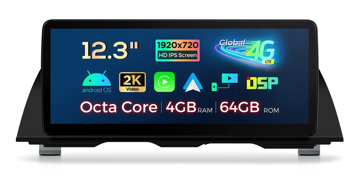 Xtrons 12.3" Head Unit Display Upgrade For BMW 5 Series F10/F11 2011-2012 (CIC) | 4GB RAM & 64GB ROM