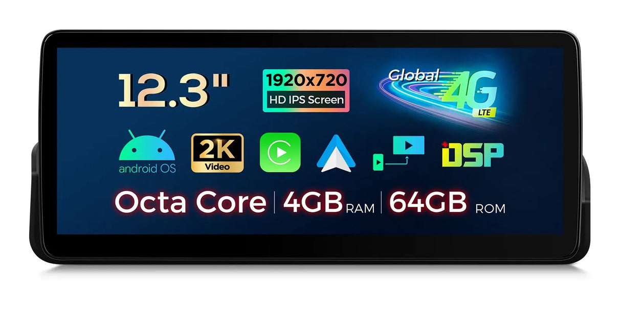 Xtrons 12.3" Head Unit Display Upgrade For BMW 3 Series/M3 E9X 2008-2012 (No Original Display) | 4GB RAM & 64GB ROM