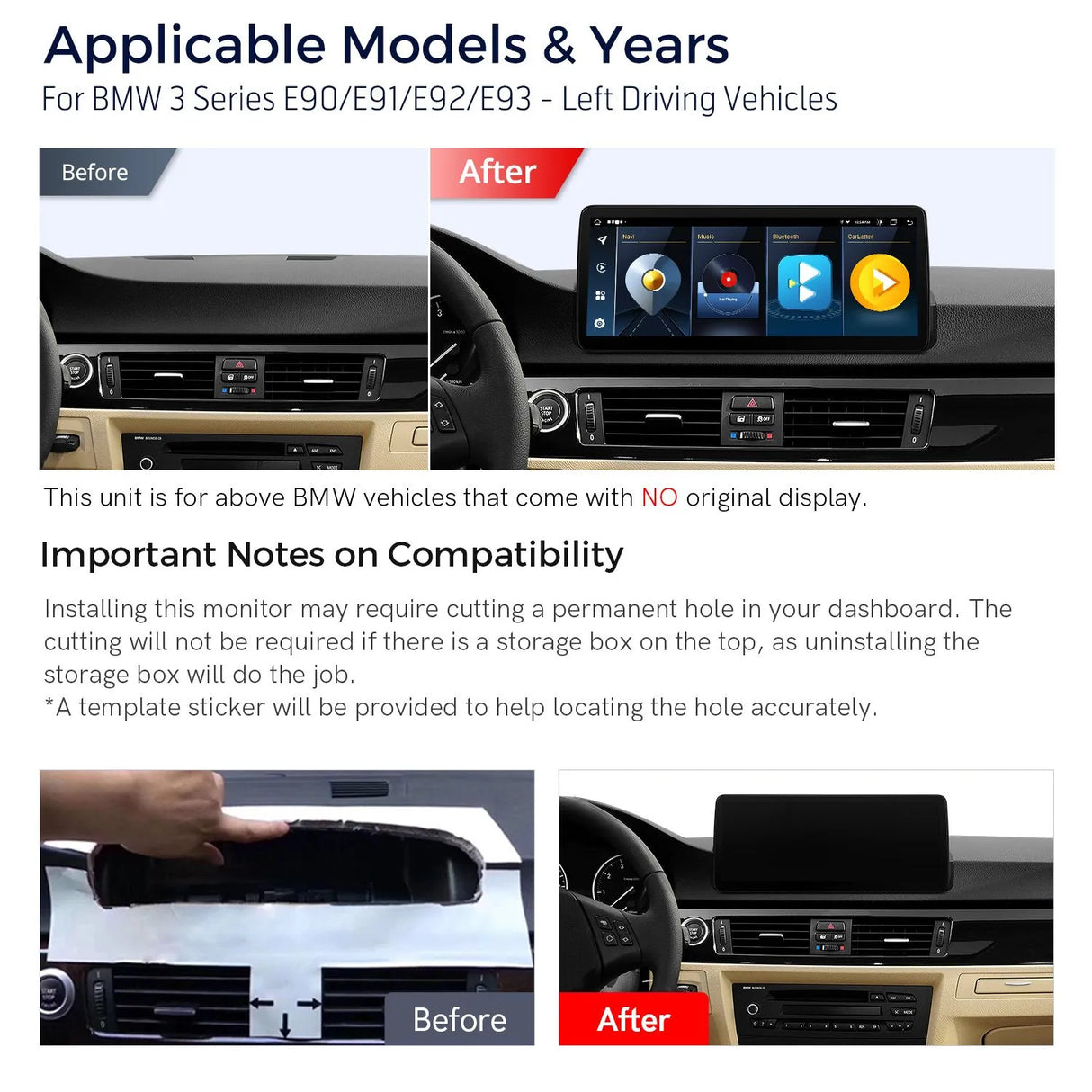 Xtrons 12.3" Head Unit Display Upgrade For BMW 3 Series/M3 E9X 2008-2012 (No Original Display) | 4GB RAM & 64GB ROM