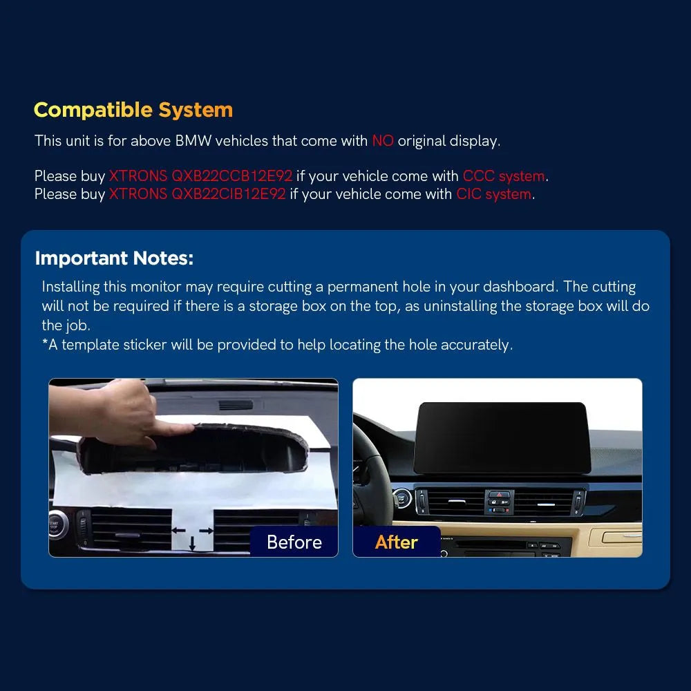 Xtrons Head Unit For BMW 3 Series E9X 2008-2012 | Fully Laminated | 8GB + 128GB ROM | No Original Display |