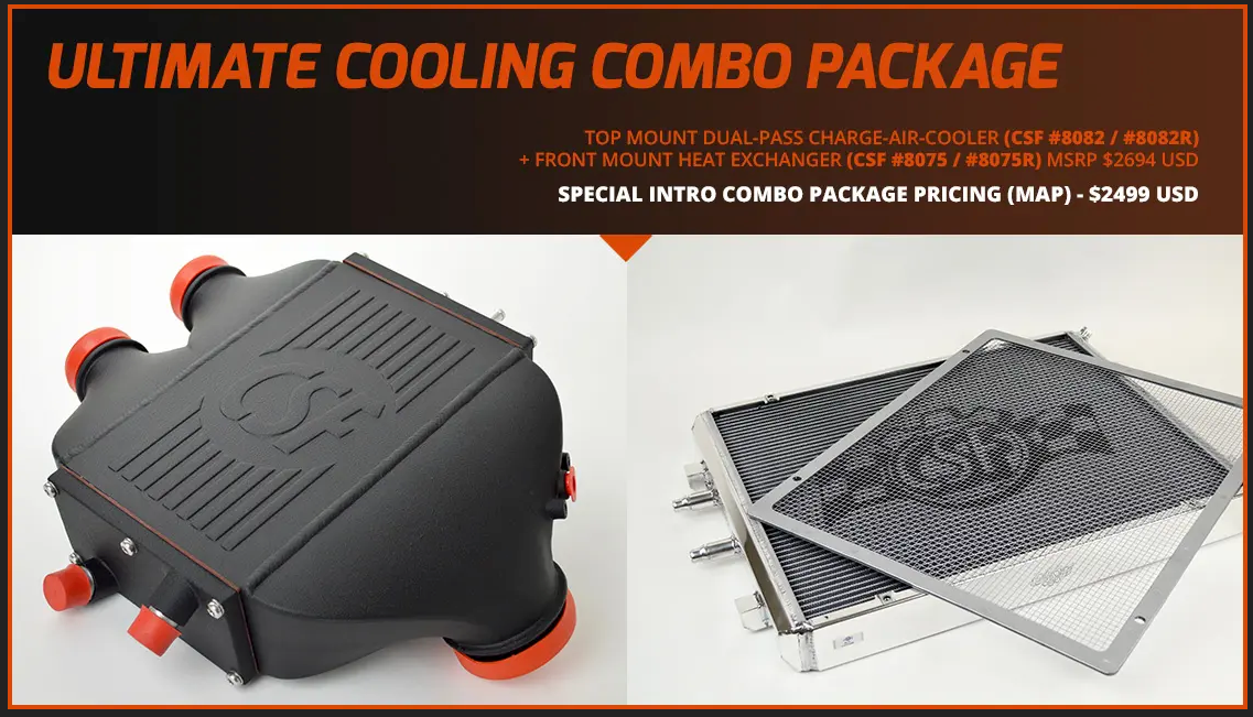 CSF Top Mount Dual Pass Charge Air cooler & Front Mount Heat Exchanger for F8X M2/M3/M4 (PACKAGE)
