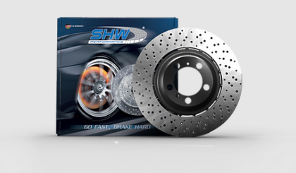 SHW Performance 06-10 BMW M5 Cross-Drilled Brake Rotors
