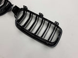 High Gloss Black Double Slat M3 Style Kidney Grilles BMW F30 F31