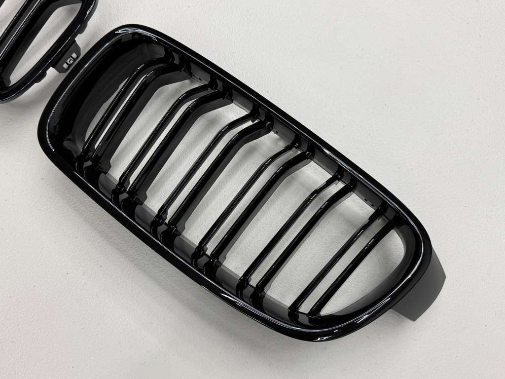High Gloss Black Double Slat M3 Style Kidney Grilles BMW F30 F31
