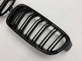 High Gloss Black Double Slat M3 Style Kidney Grilles BMW F30 F31