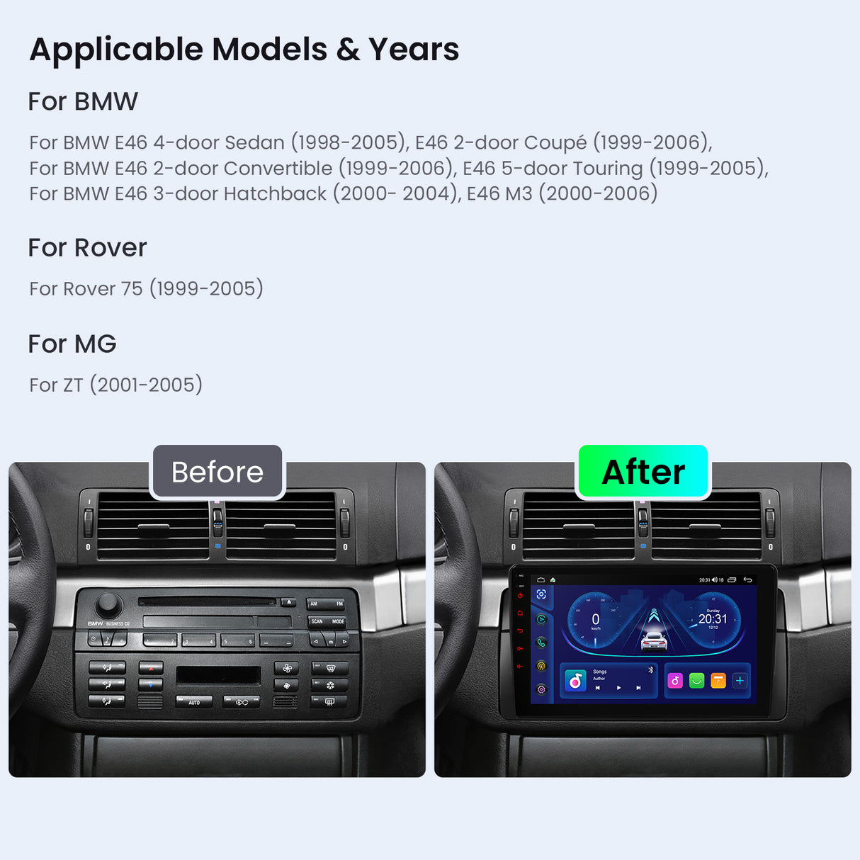 Xtrons 9'' Head Unit Display Upgrade For BMW 3 Series E46/M3 1998-2006 | 4GB RAM & 64GB ROM