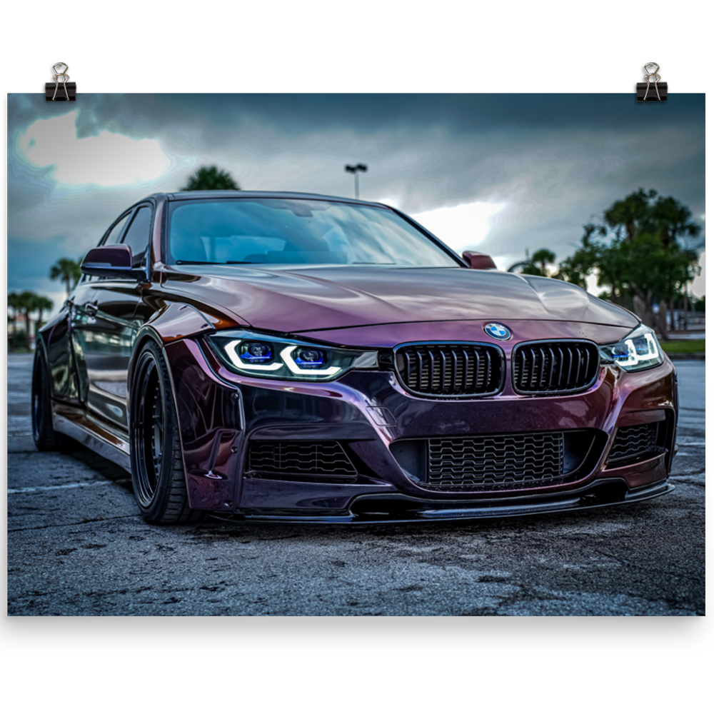 F30 335i Widebody Aggressive Wall Art Matte Paper Poster