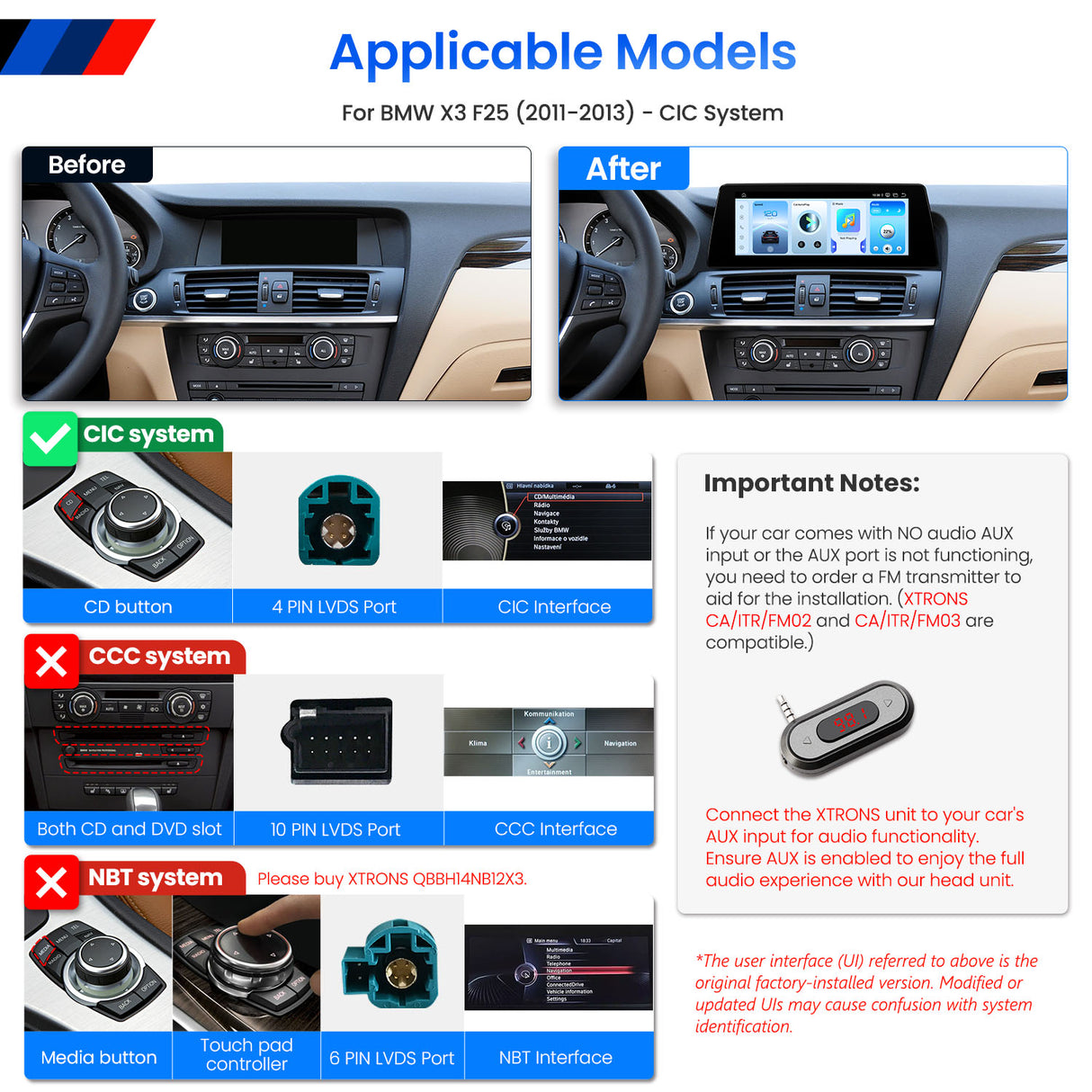 Xtrons 10.25" Head Unit Display Upgrade For BMW X3/X4 F25/F26 2011-2013 (CIC) | 8GB RAM & 128GB ROM