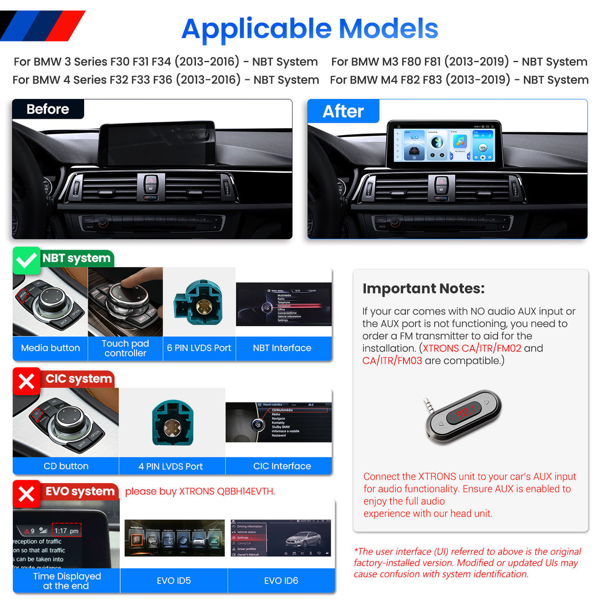 Xtrons 10.25" Head Unit Display Upgrade For BMW F3X 3/4 Series & F8X M3/M4 2013-2016 (NBT)  | 8GB RAM & 128GB ROM