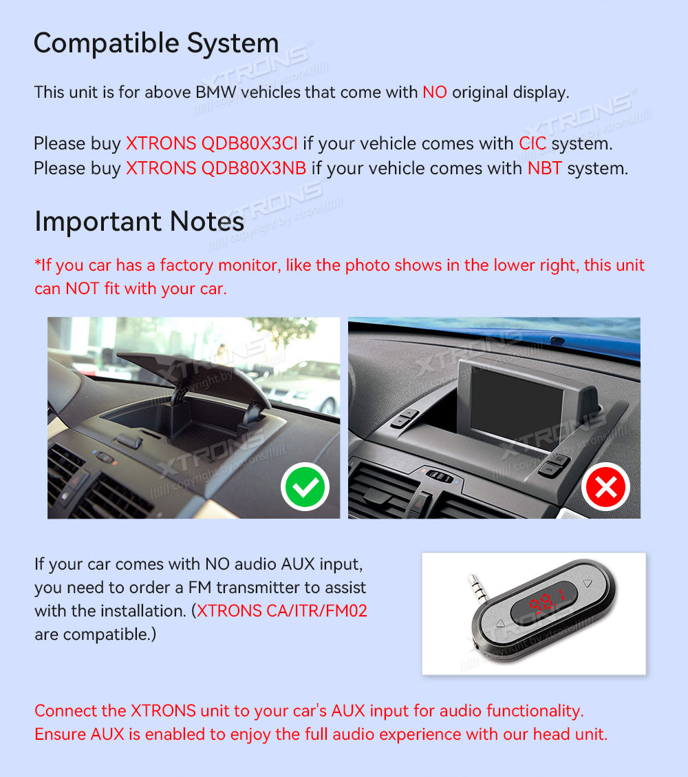 Xtrons 10.25" Head Unit Display Upgrade For BMW X3 E83 2004-2009 (No Original Display) | 4GB RAM & 64GB ROM