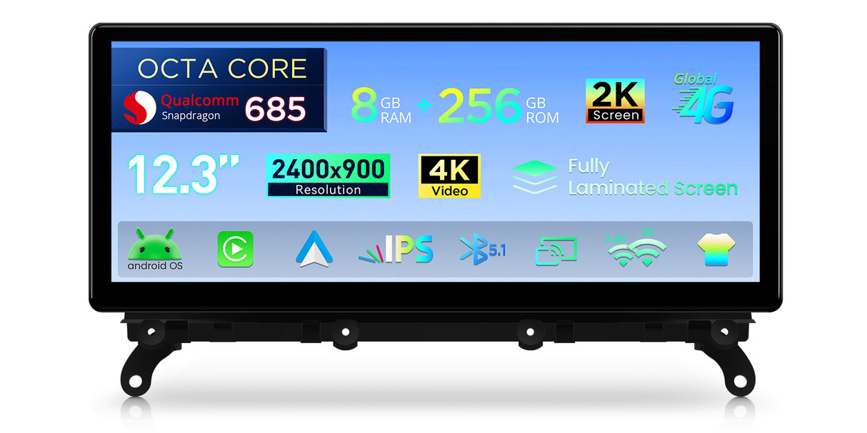 Xtrons 12.3" Head Unit Display Upgrade For BMW X3/X4 F25/F26 2011-2013 (CIC) | 8GB RAM & 256GB ROM