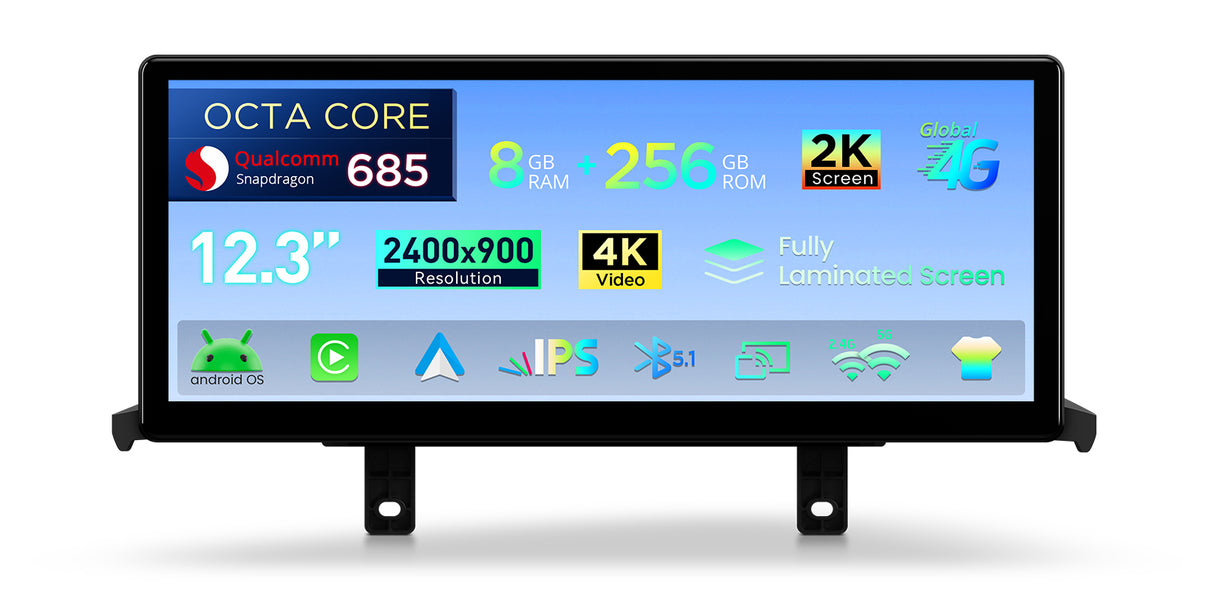 Xtrons 12.3" Head Unit Display Upgrade For BMW 1/2 Series & M2 F20/F21/F22/F23/F87 2013-2016 (NBT) | 8GB RAM & 256GB ROM