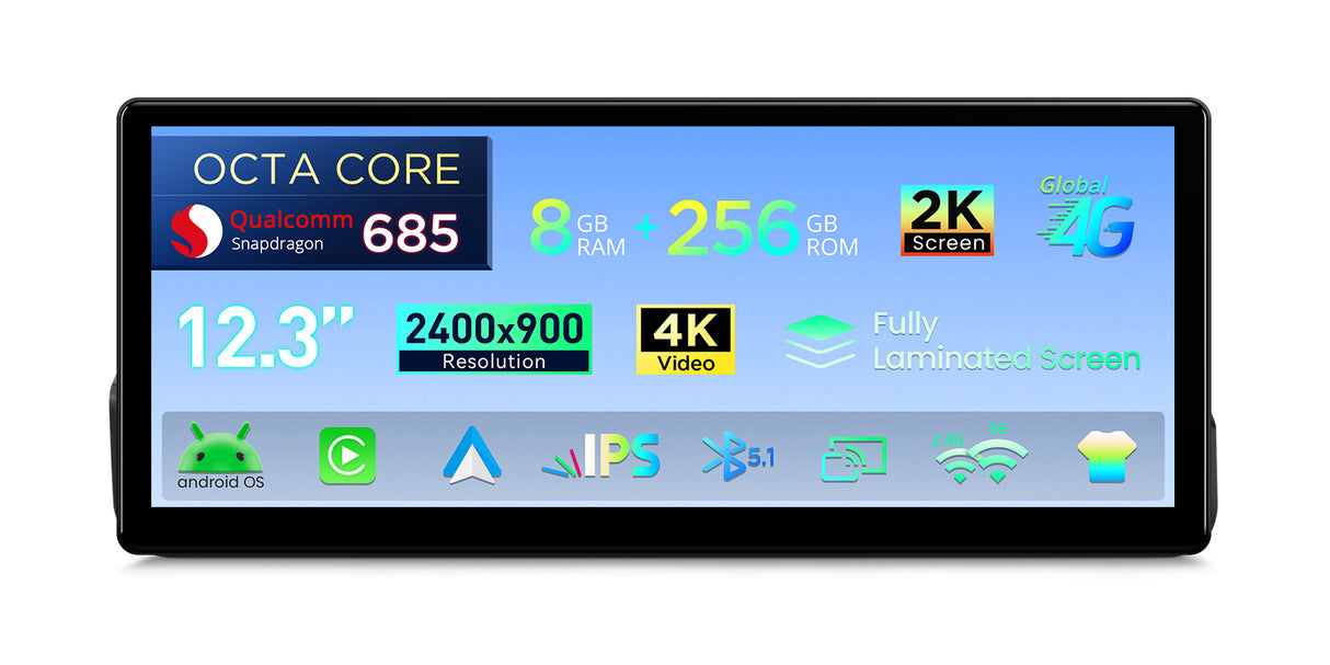 Xtrons 12.3" Head Unit Display Upgrade For BMW 3 Series/M3 E9X (No Original Display) | 8GB RAM & 256GB ROM