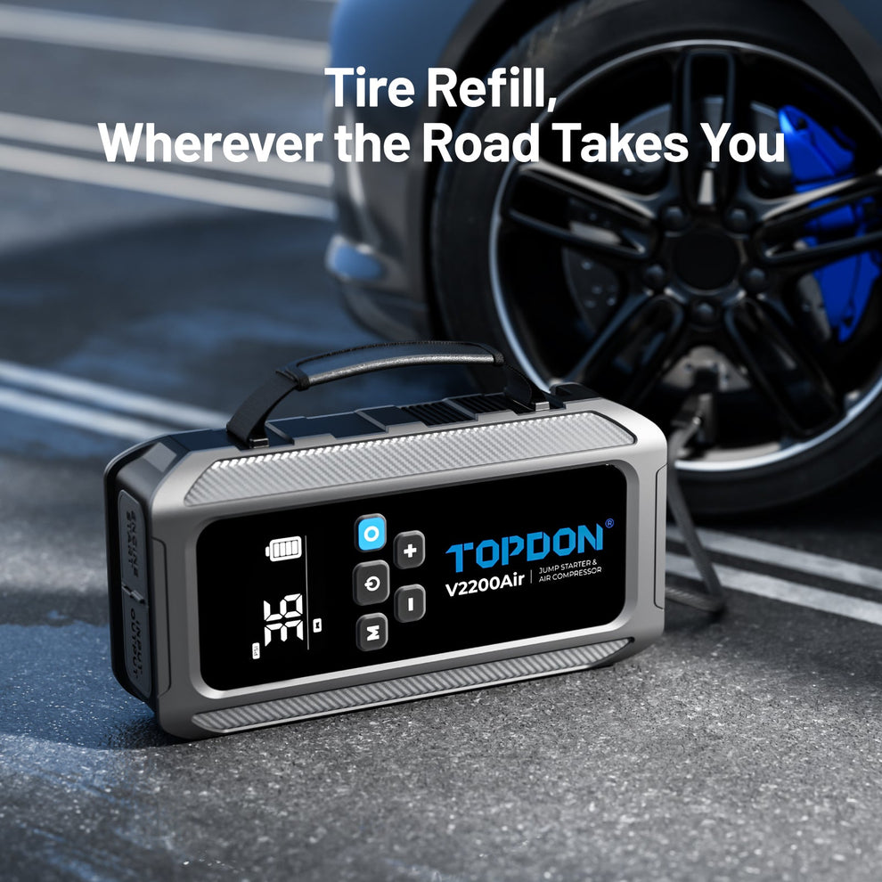 TOPDON V2200AIR "2-in-1" 2200 Peak Amp Jump Starter & Tire Inflator