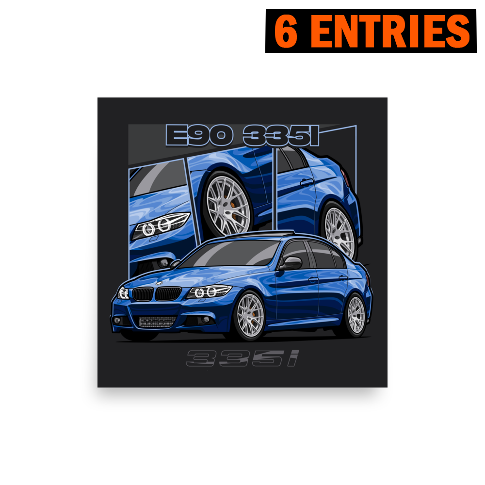 E90 335i Collage Matte Paper Poster