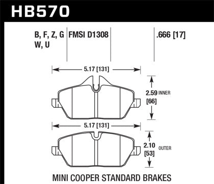Hawk Peformance HPS Street Brake Pads For 07-19 Mini Cooper/Clubman