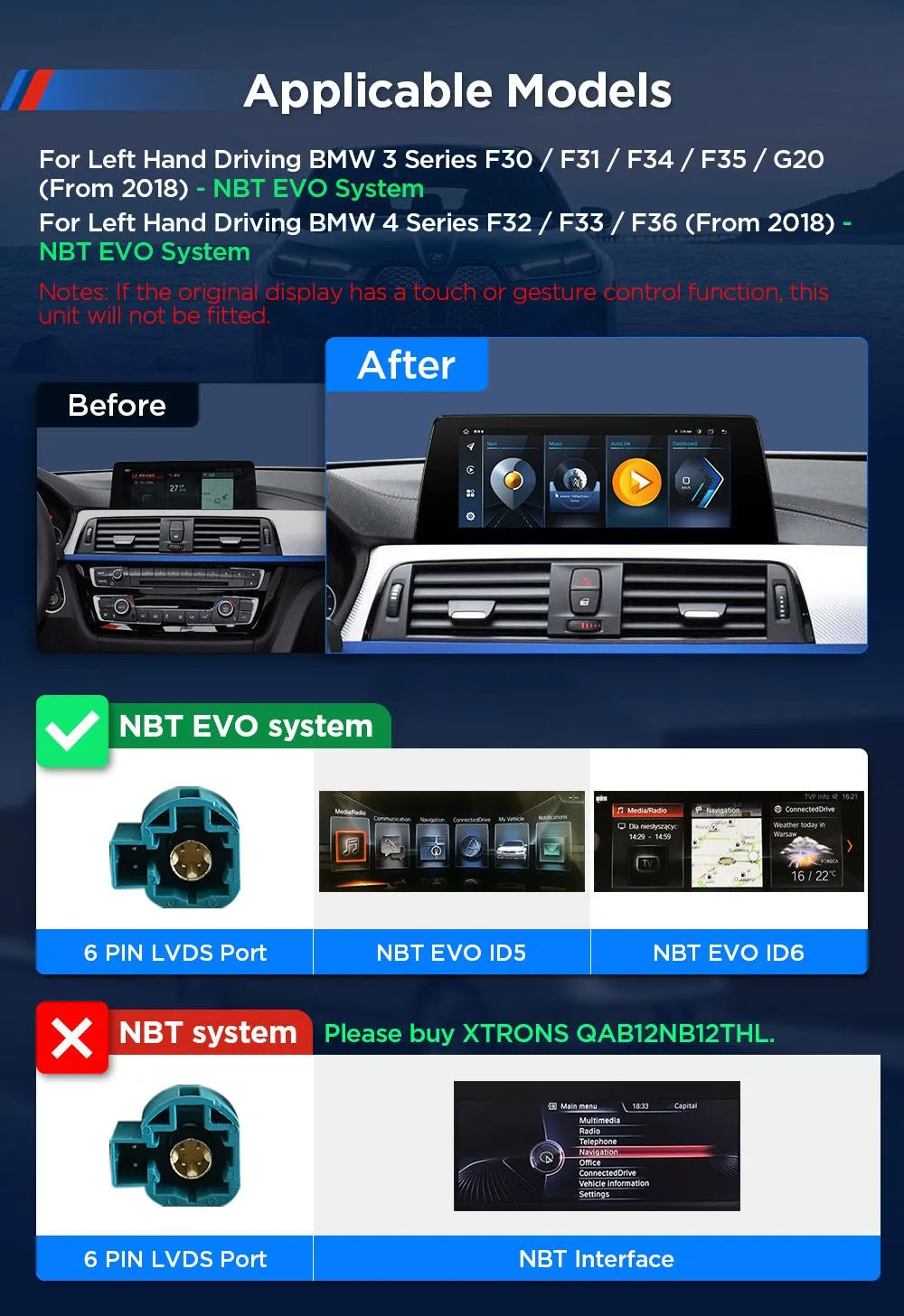 Xtrons Head Unit for BMW F3X/4 Series LHD ( 2018+ ) | Full Laminated | 8GB RAM & 128GB ROM |