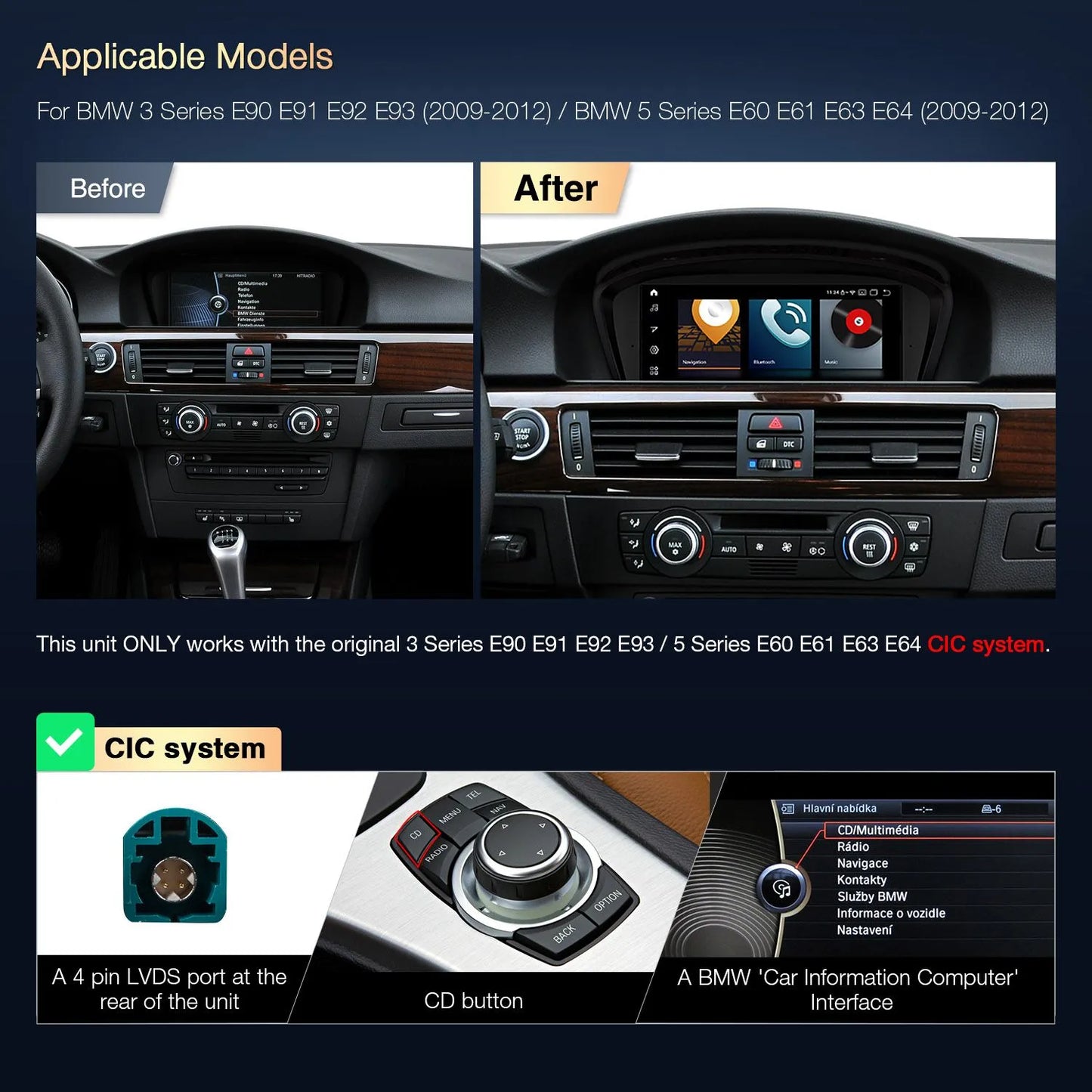 Xtrons Head Unit For BMW 3/5 Series & M3/M5 E9X/E6X 2009-2012 (CIC) | 4GB RAM & 64GB ROM